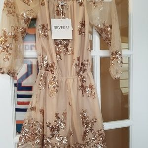 Reverse gold sequin romper xs NWT